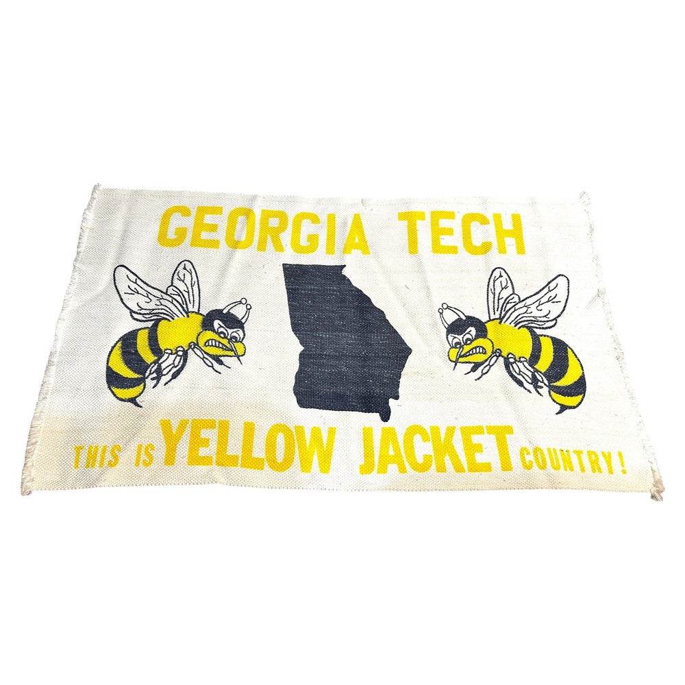 Vintage 1966 Georgia Tech Yellow Jackets Throw‎ Blanket Woven Banner Tapestry